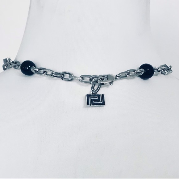 Versace Black & Rhodium Necklace w/Original box - Picture 4 of 6